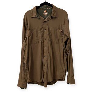 First Lite Ranger Shirt Men's Medium Brown Snap Button Long Sleeve Nylon Outdoor